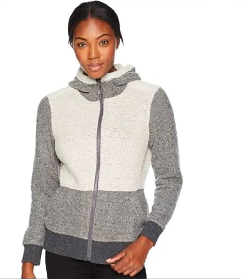 Toad&Co Wildwood Sherpa Hoodie Grey Recycled Wool Blend Sz. XS